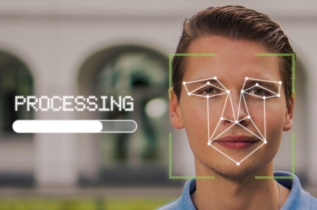 Image of facial recognition used for an IELTS writing task.